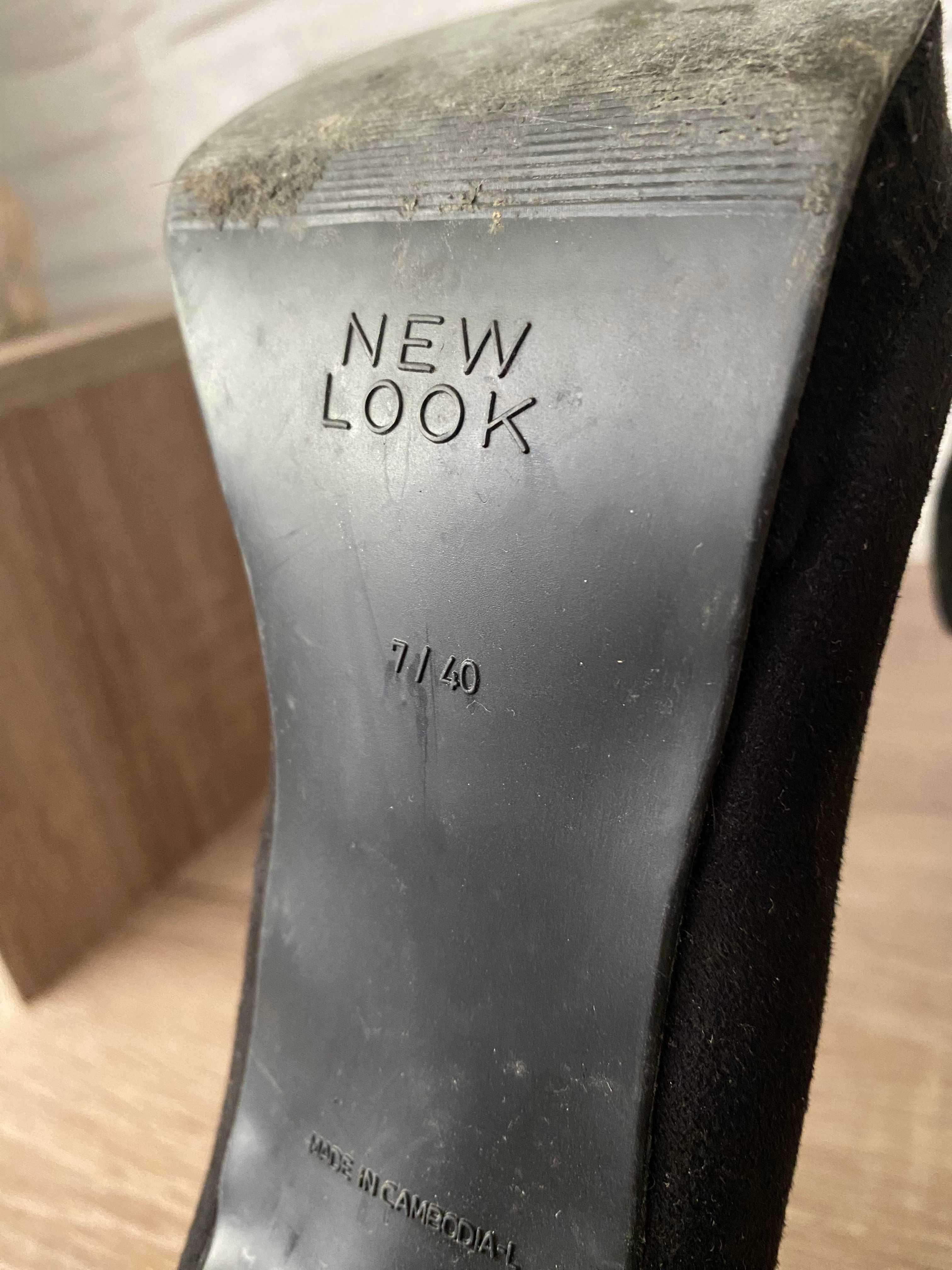 Buty szpilki czarne klasyczne zamszowe materiałowe New Look 40