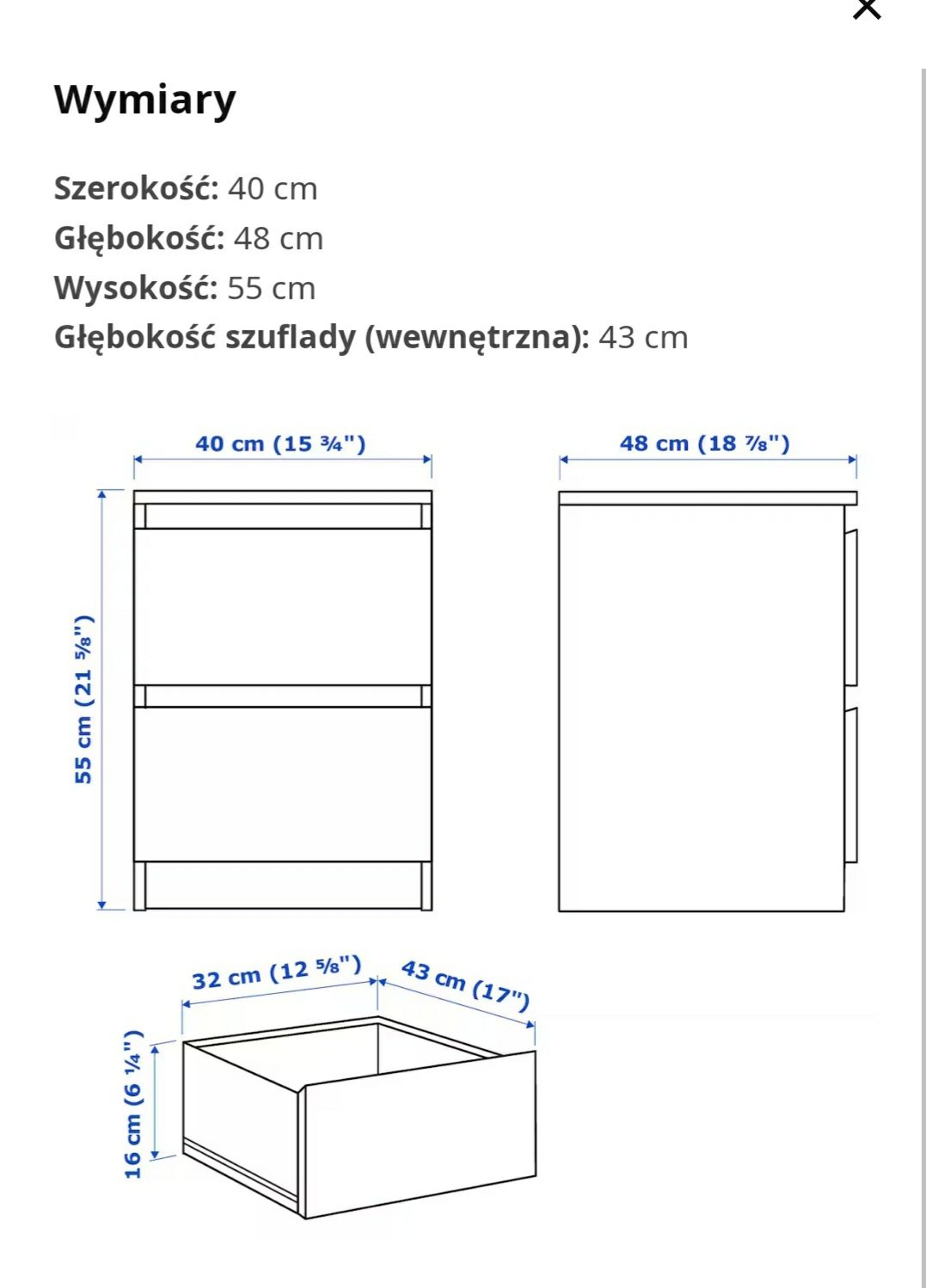 Szafka nocna ikea malm