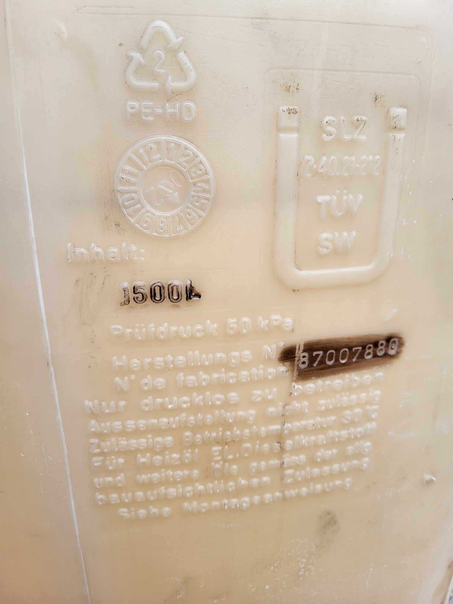Zbiornik na olej opałowy 1500l