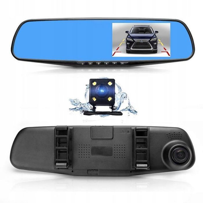 Wideorejestrator Kamera Rejestrator Jazdy 1080P W Lusterku Z K Cofania