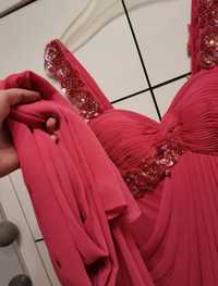 Suknia różowa długa na wesele imprezę L 40 M 38