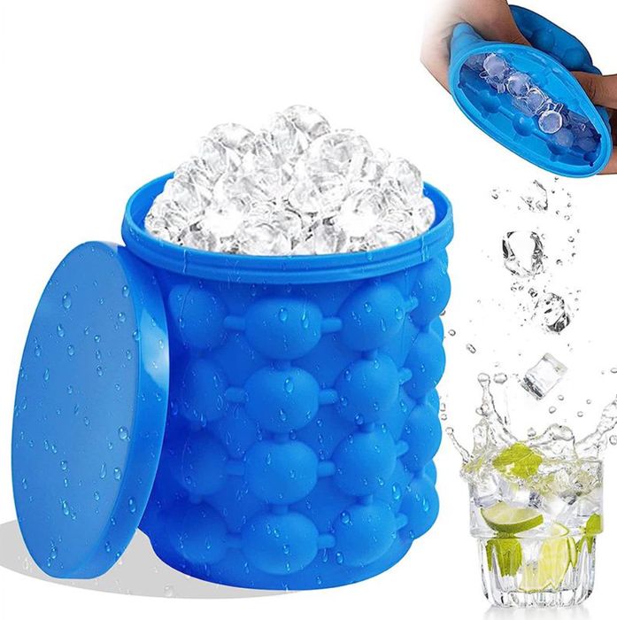 Foremki Do Kostek Ludu, Silikonowe Wiaderko Na Lód, Kostkarka 2W1