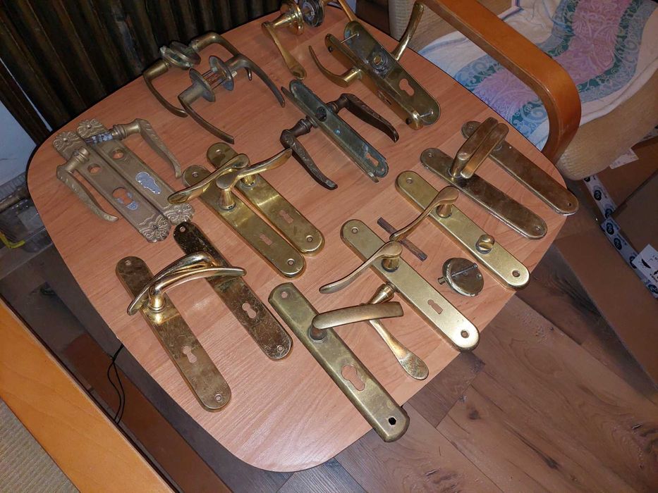 Zabytkowe mosiężne klamki retro pewex prl