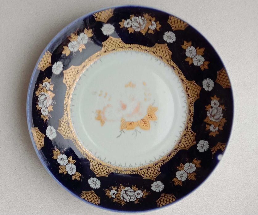 Блюдце «HAAS&CZJZEK» Кобальт с позолотой. Handmade. Чехия. Антиквариат