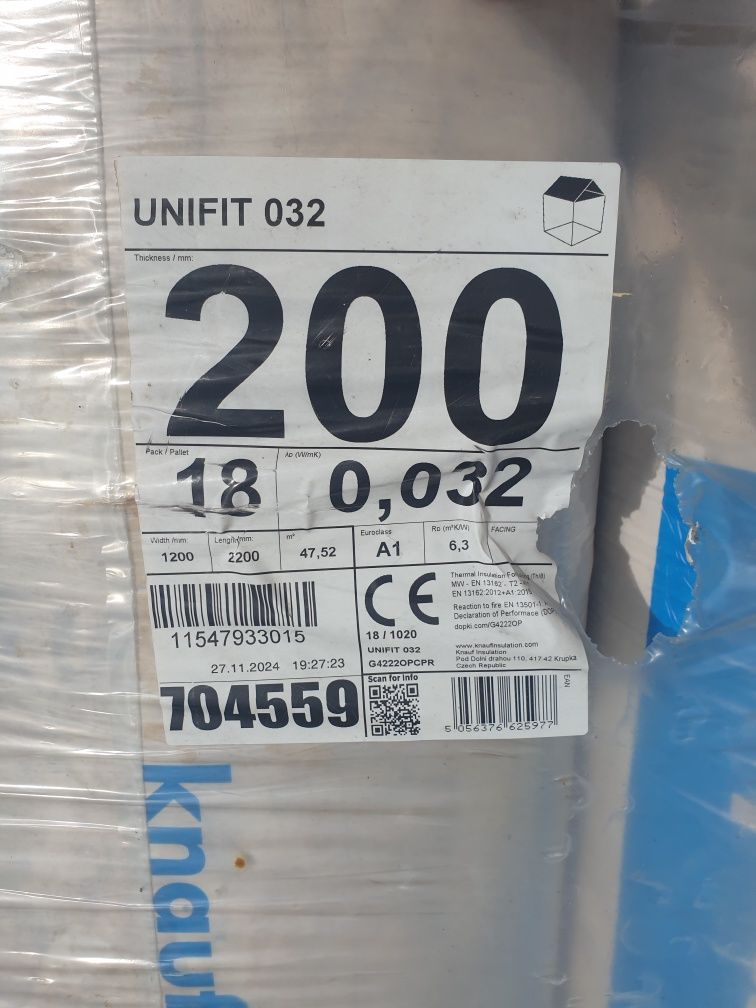Wełna mineralna knauf unitit 032 20cm(2.64m)