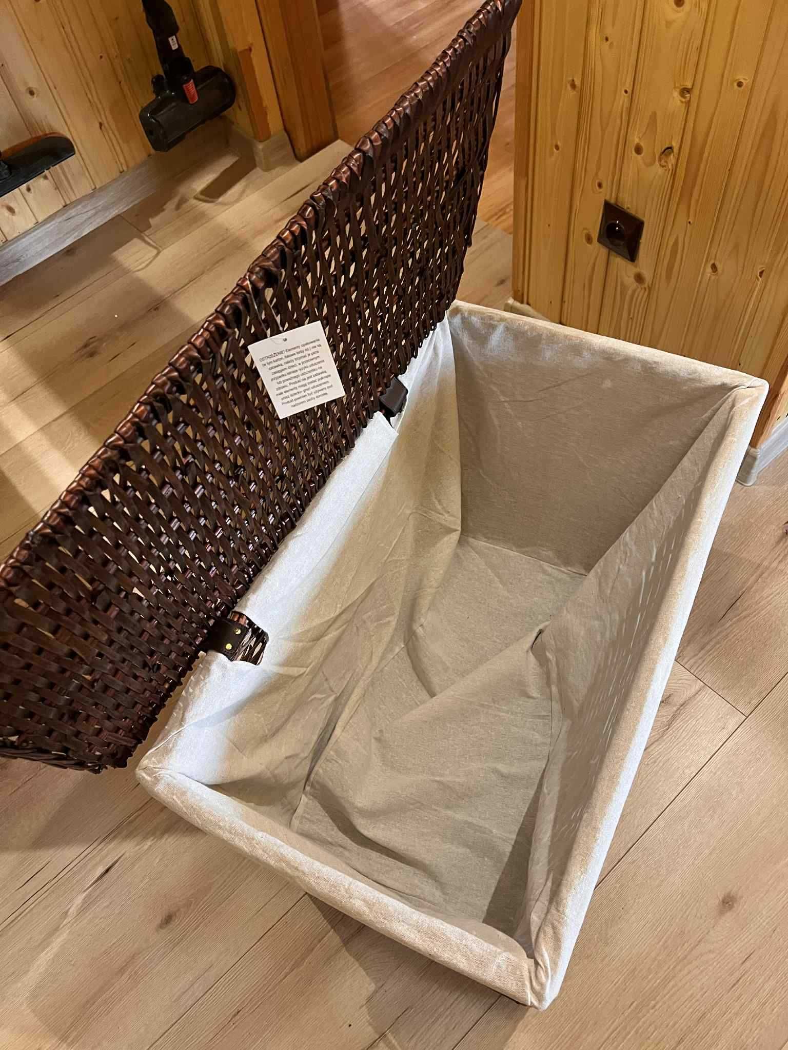 kufer wiklinowy pojemnik kosz brązowy organizer na zabawki pranie 160L