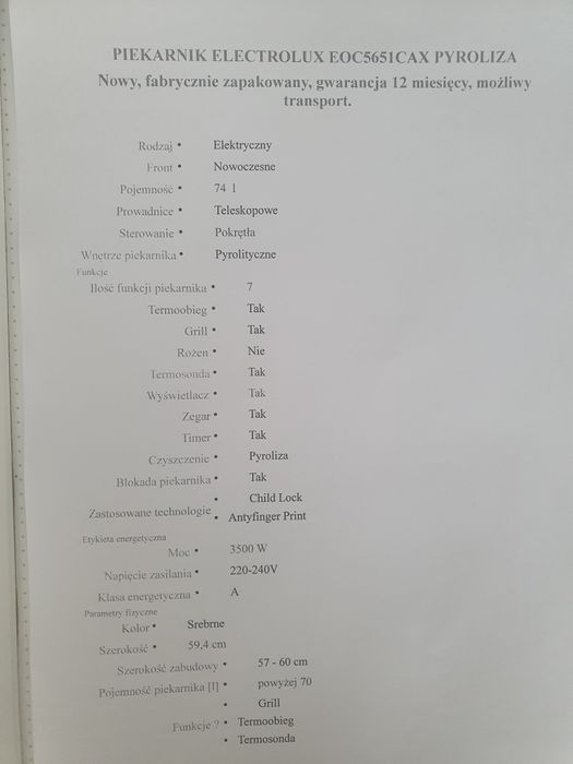 Piekarnik Electrolux EOC 5651CAX pyroliza