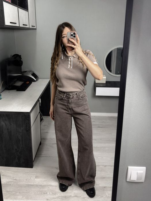 Джинси палаццо у трендовому шоколадному кольорі