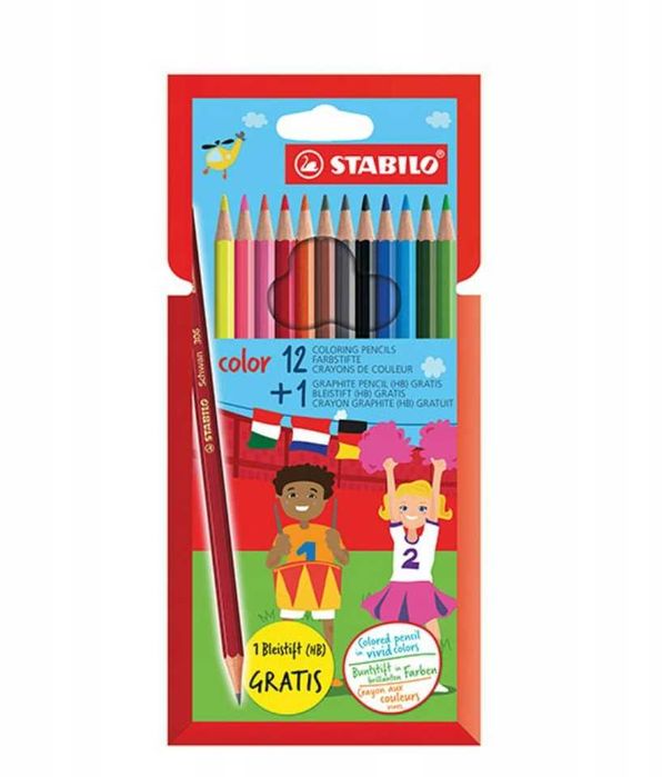 Kredki Stabilo Color cienkie 12 szt. + 1 ołówek 2,5 mm