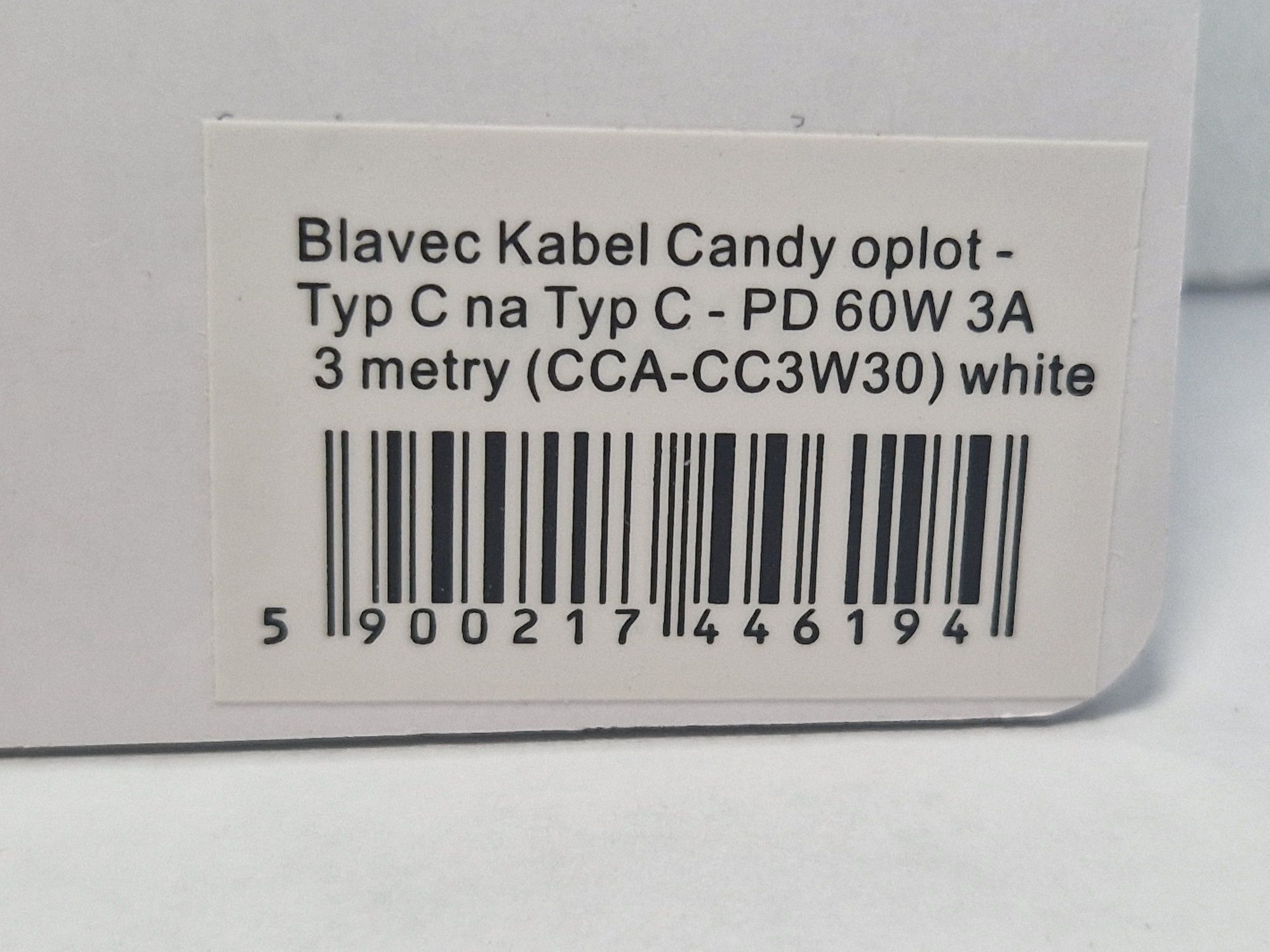 Blavec Kabel Candy oplot - Typ C na Typ C - PD 60W 3A 3 metry Apple