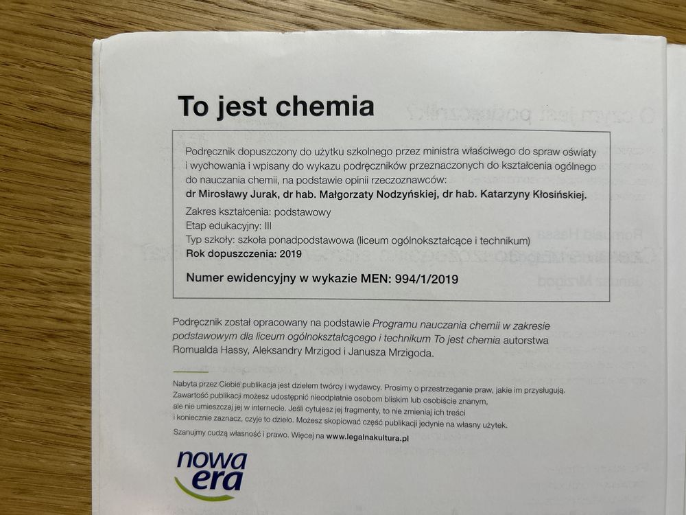 Podręcznik „To jest chemia 1” dla liceów i techników (podstawa)