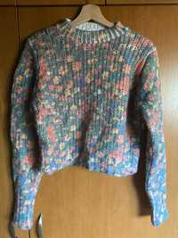 Piekny sweterek damski Zara w kwiaty