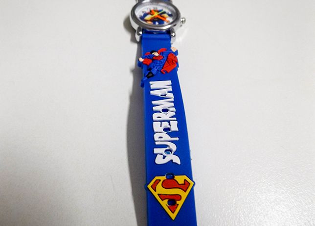 Relogio infantil superman, com pulseira ilustrada em 3D, quartzo