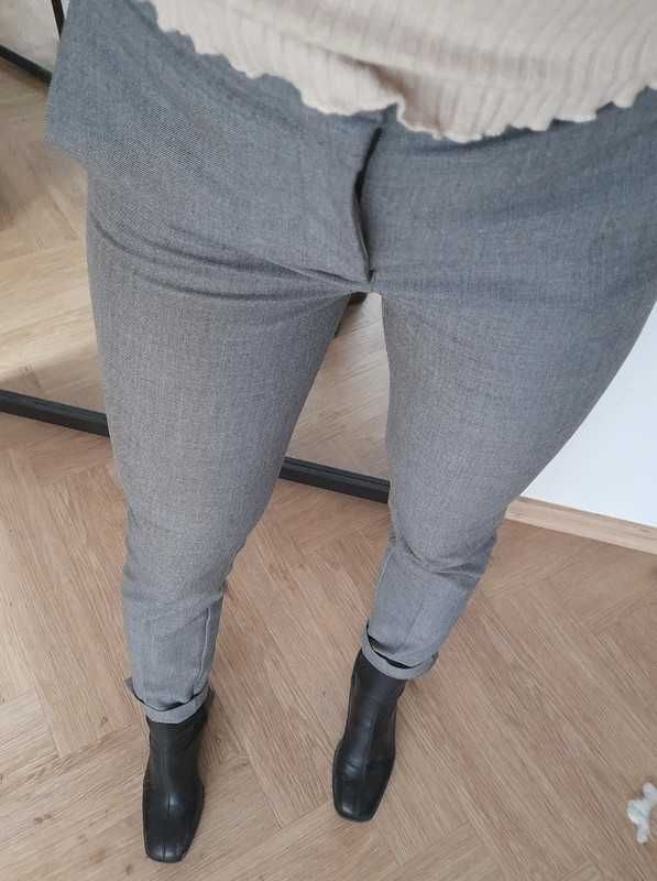 Zara szare spodnie cygaretki klasyczne eleganckie materiałowe XS