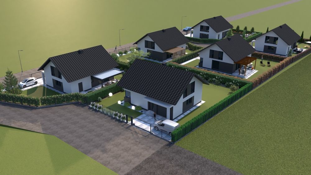 Osiedle domów jednorodzinnych na obrzeżach miasta