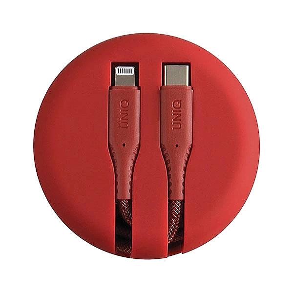 Kabel MFi UNIQ Halo USB-C / Lightning 18W nylonowy zwijany 1,2m - czer