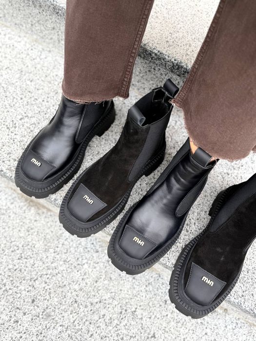 Женские кожаные ботинки Miu Miu