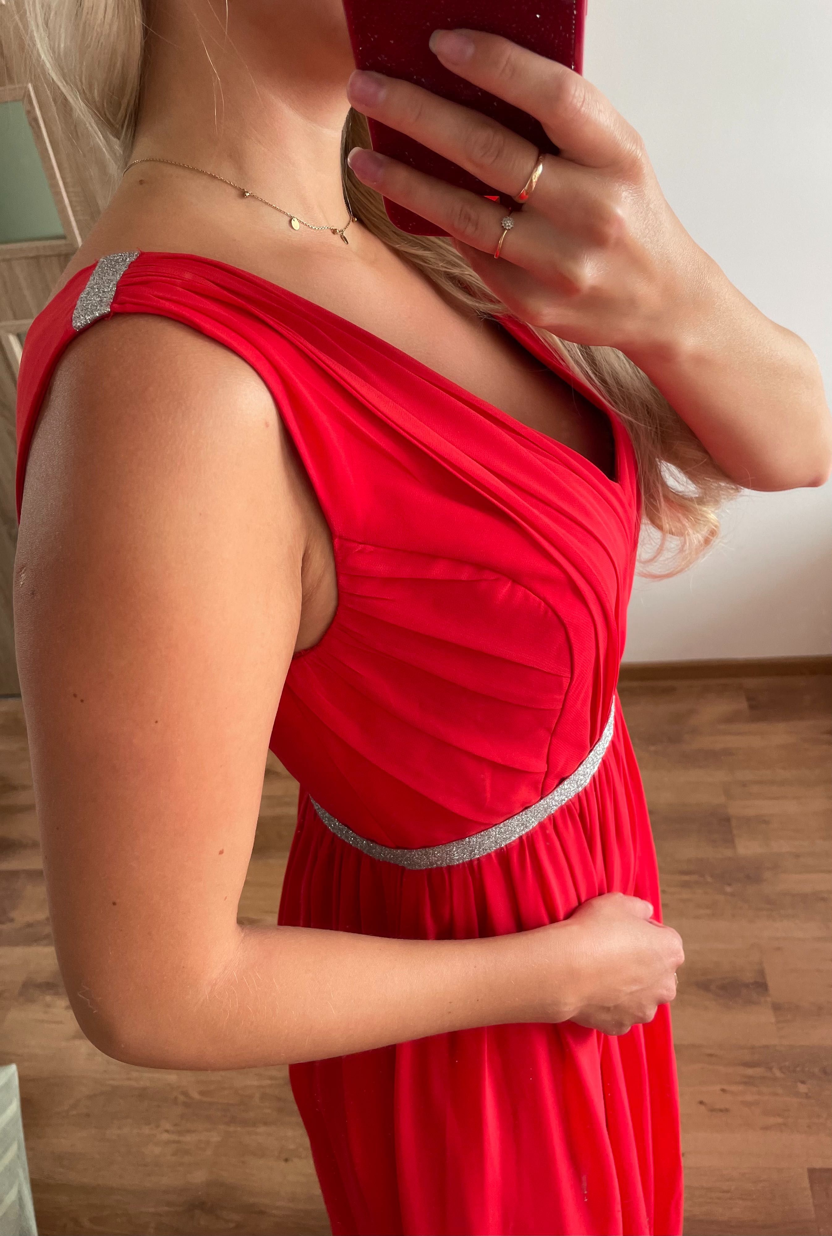 Czerwona suknia wizytowa S/M