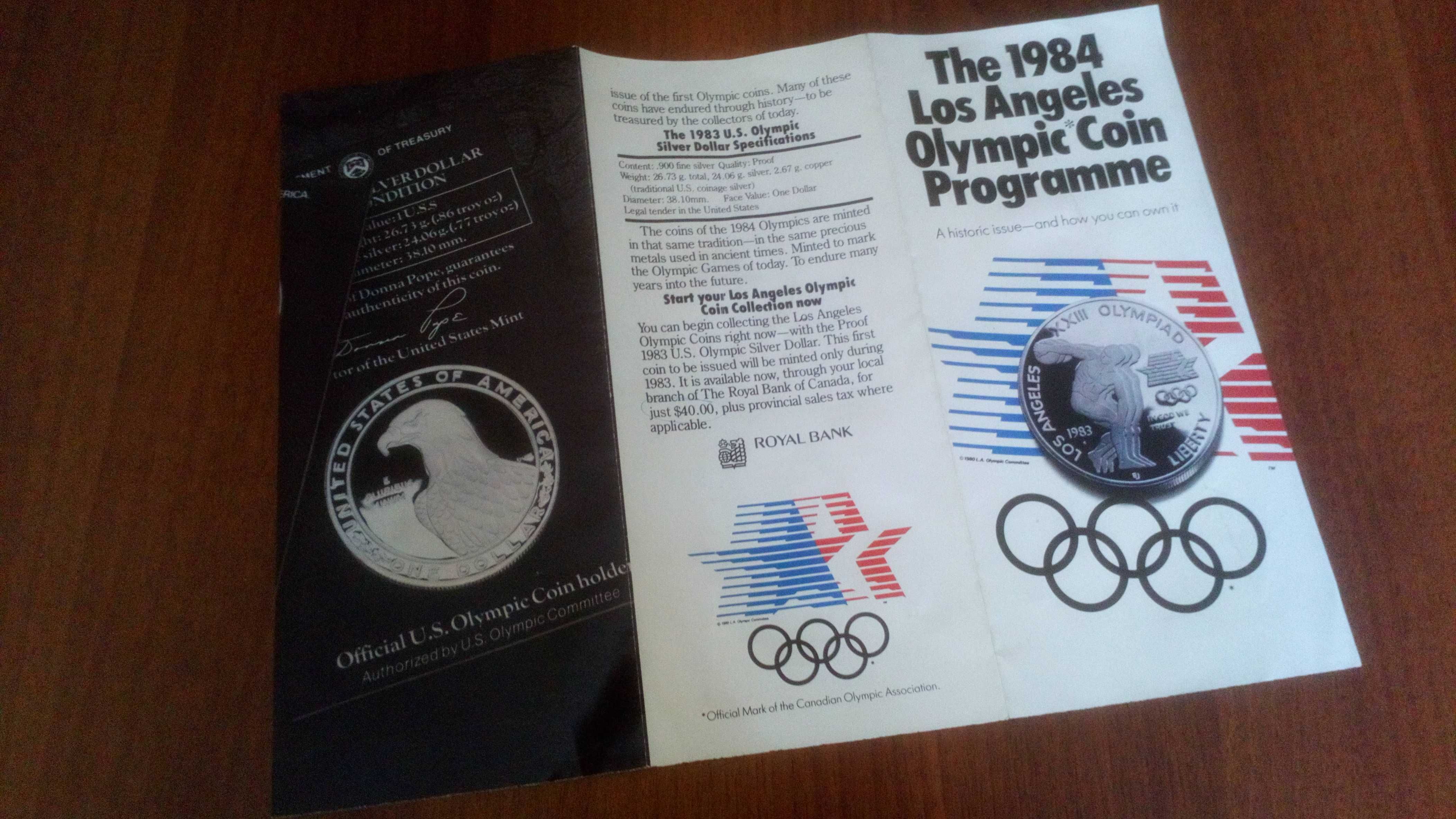 Folder, informator, ulotka olimpiada Los Angeles 1984 - 2 sztuki