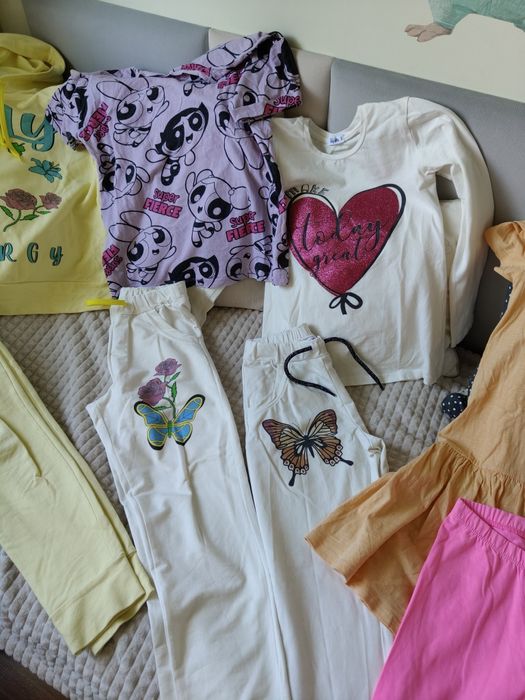 Paka ubranek dziewczęcych wójcik dres spodnie komplet sukienka leginsy