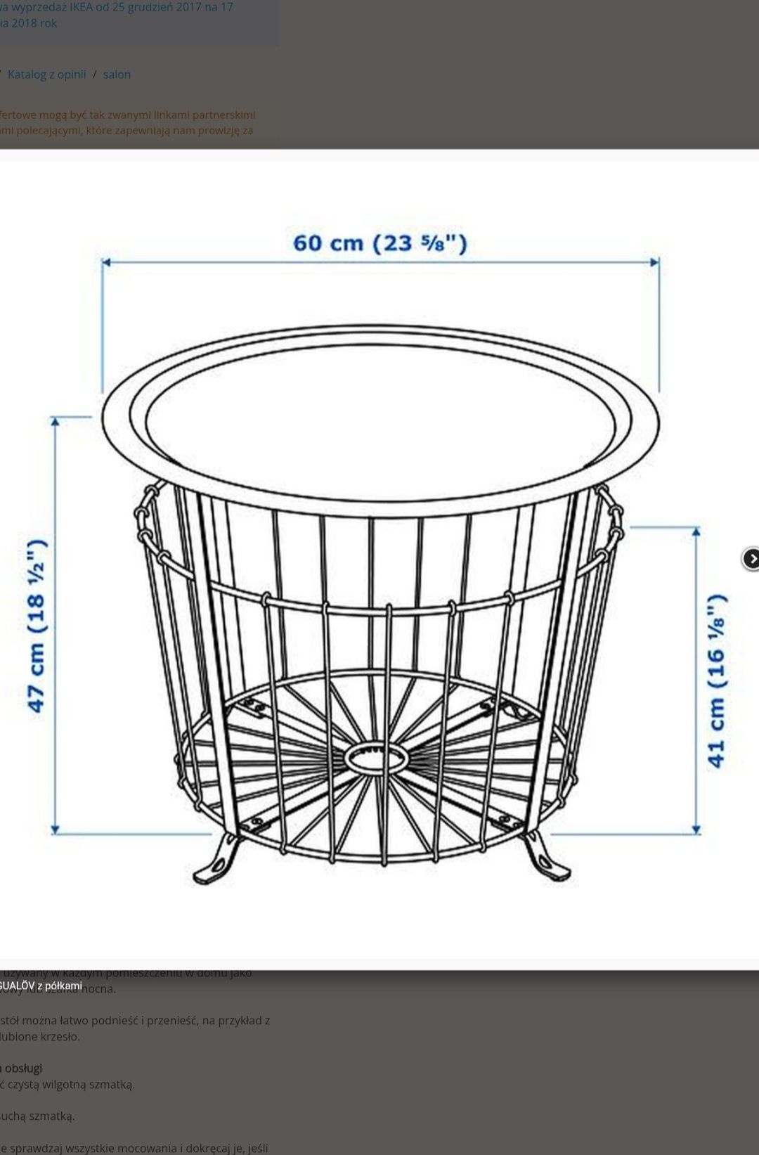 Stolik kawowy okrągły Ikea czarny mat Gualov
