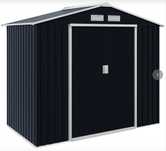 Abrigo de Jardim Metálico Exterior Outsunny 213x130x185cm Cinza escuro