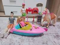 Barbie łódka, pizzeria i koń Mattel