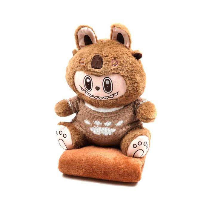 Лабубу 47 см коричнева з Пледом Іграшка подушка 3 в 1 Игрушка с пледом