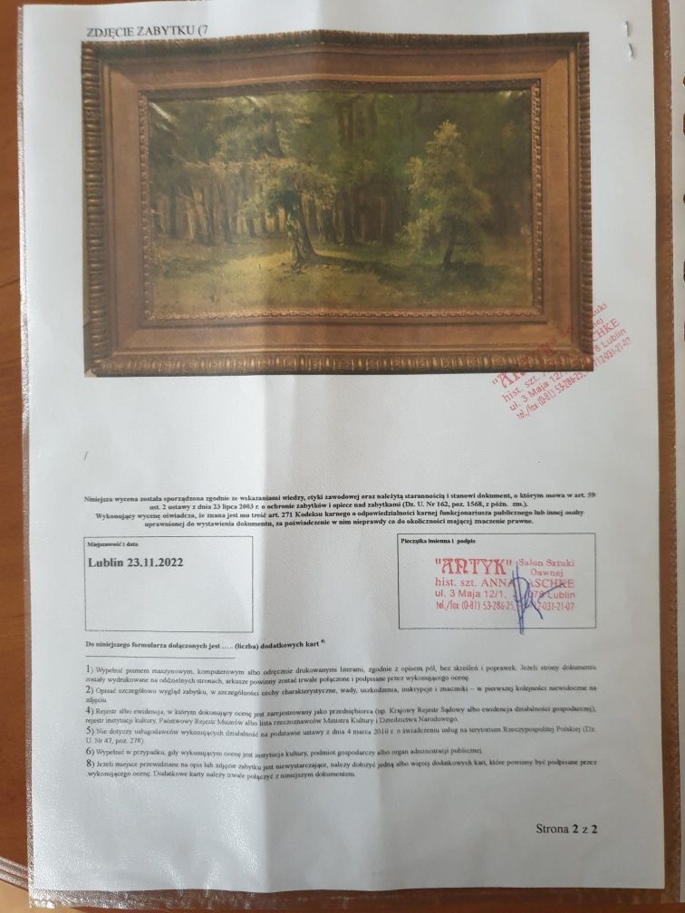 Stary obraz na płótnie pejzaż leśny