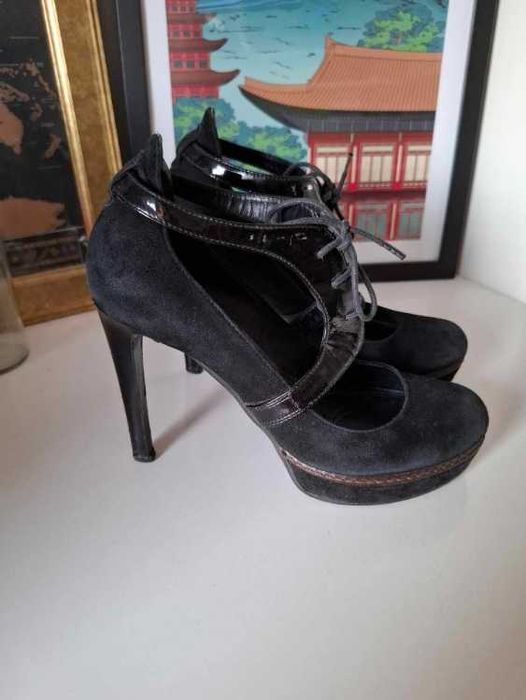 czarne szpilki buty na wysokim obcasie edgy Grunge Vintage Goth gothic