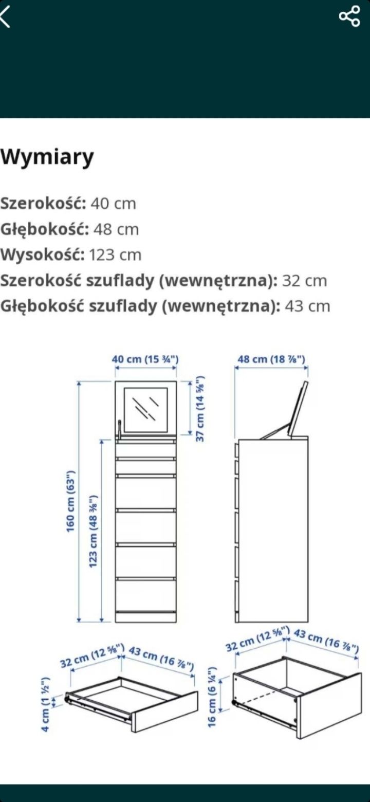 Komoda  IKEA,  Malm,  6 szuflad