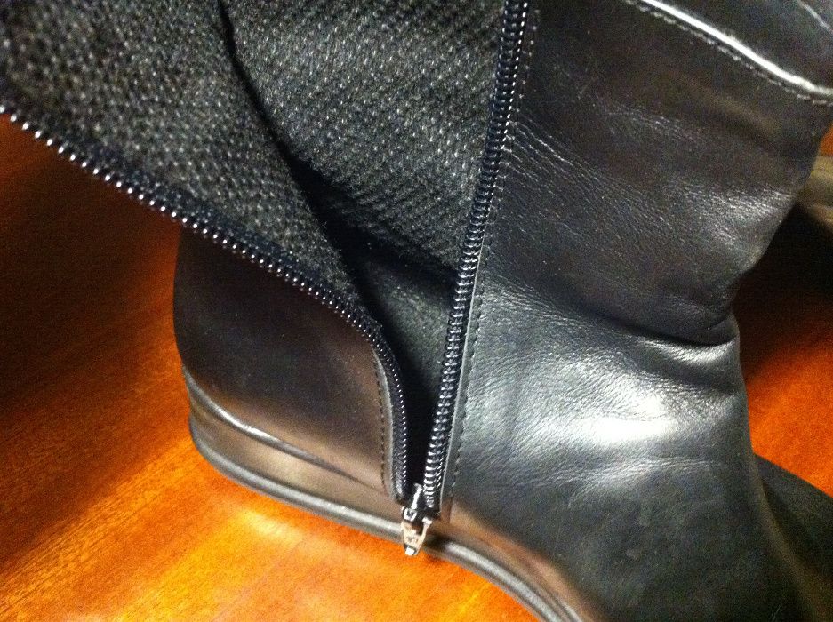 Botas de pele pretas (36) - COMO NOVAS!