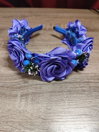 Обруч на голову, фиолетовые цветы