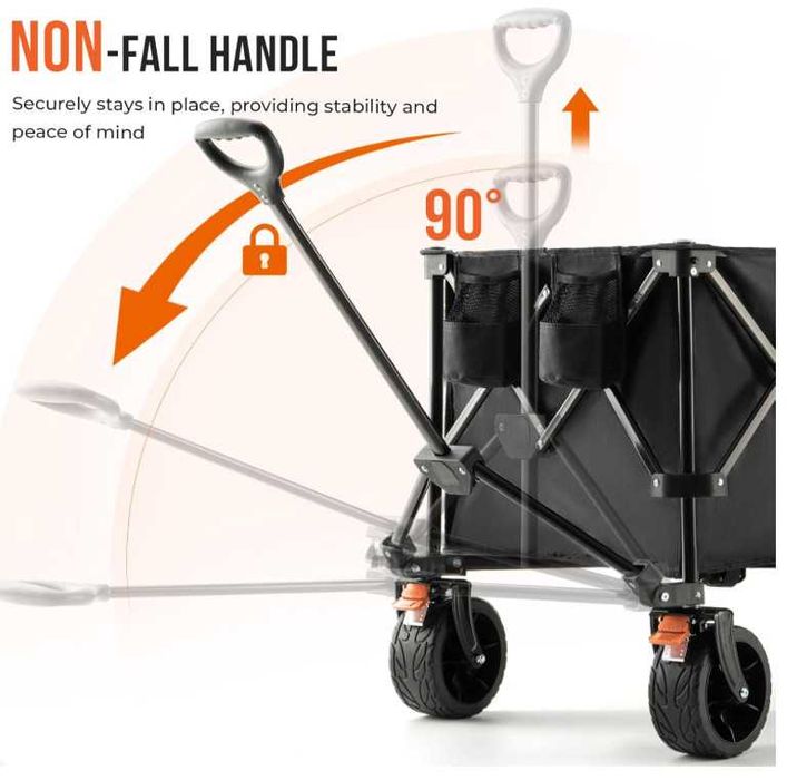 !NOVO!Carrinho Dobrável Overmont 250L 200kg XXL–Praia,Campismo,Jardim