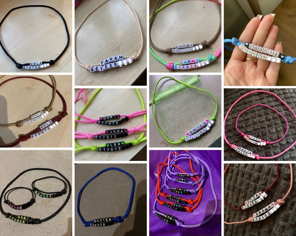 Adresówka na sznurku dla psa, paracord, obroża, znacznik