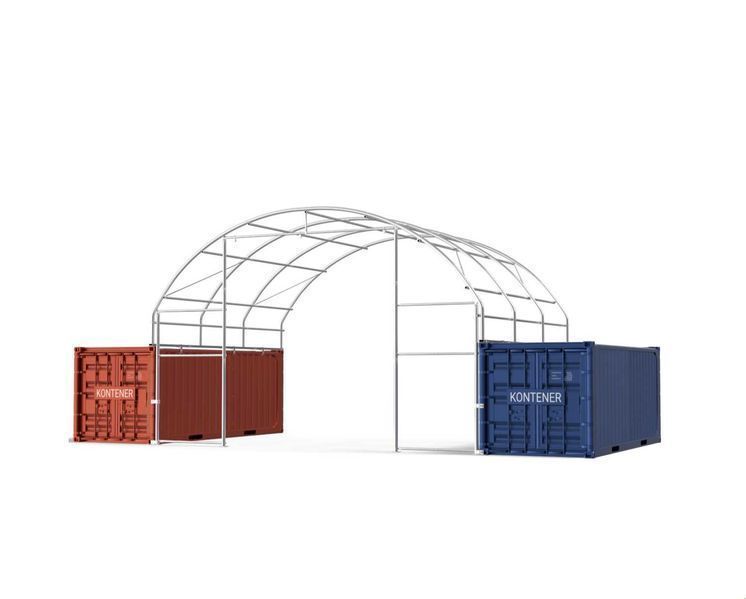 Namiot ZADASZENIE do kontenerów 2x WEJŚCIE Łukowy 8x6m