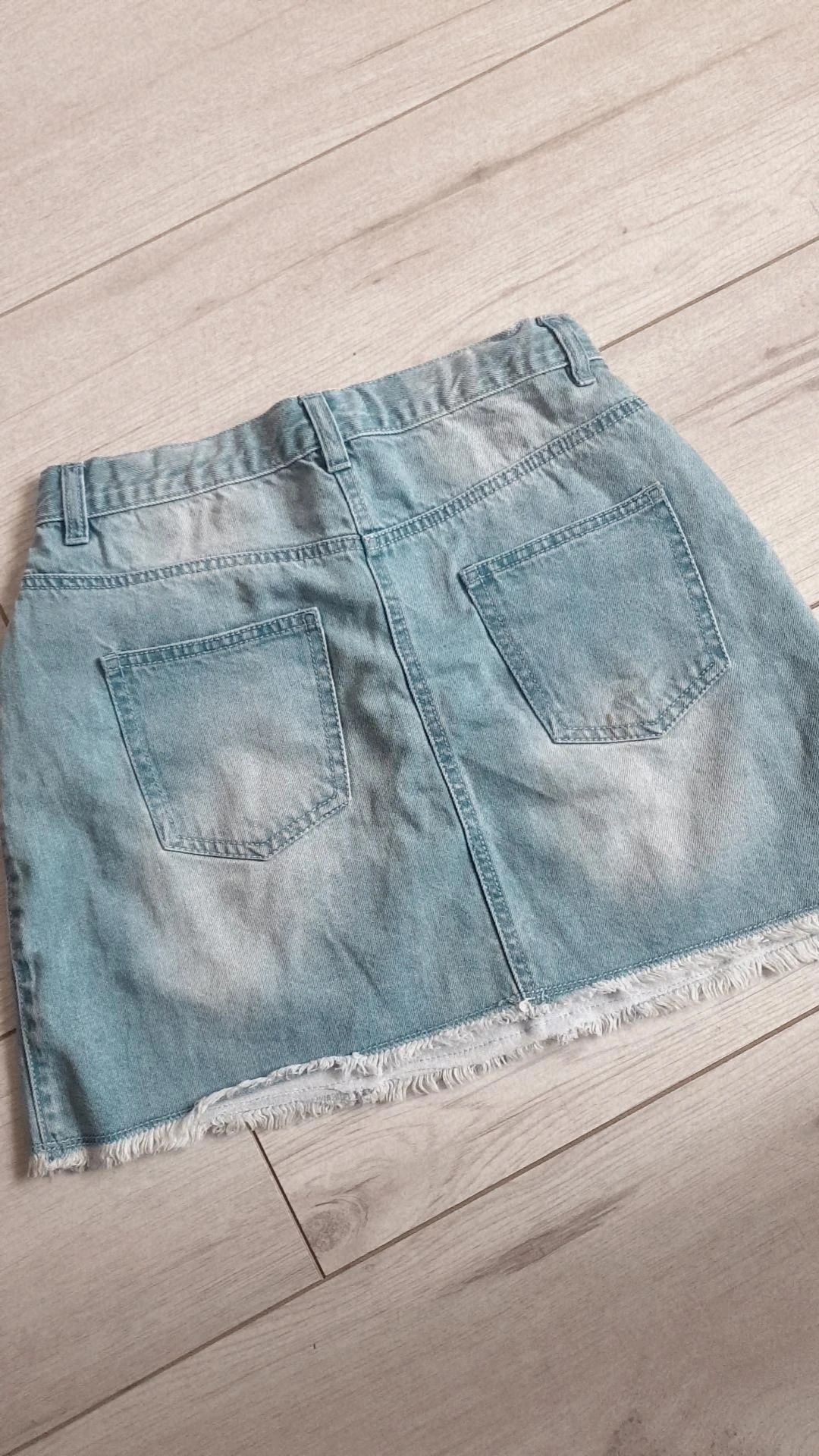 Spódnica mini jeansowa z perełkami butik hit glamour wyprzedaż sexi