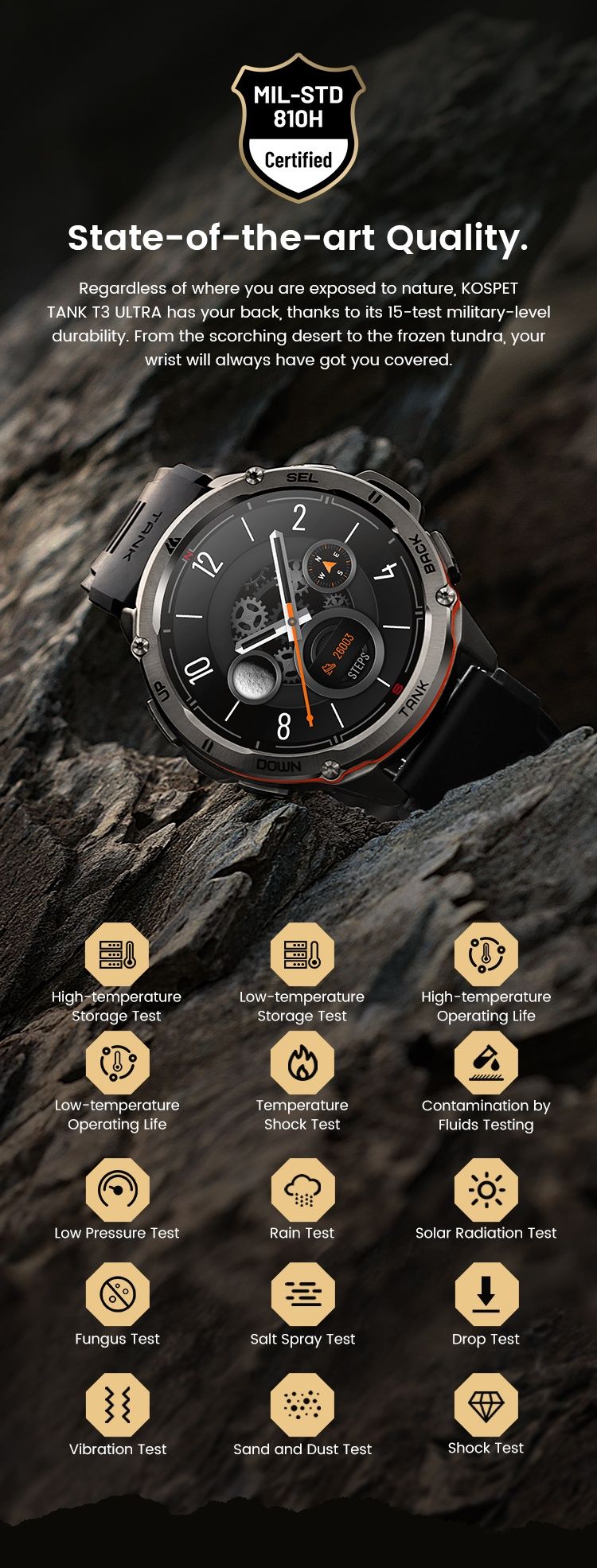 Тактические Смарт часы Kospet TANK T3 Ultra с двумя ремешками