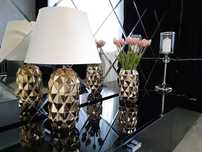 Lampka nocna złota glamour do salonu sypialni lampa stołowa biurkowa