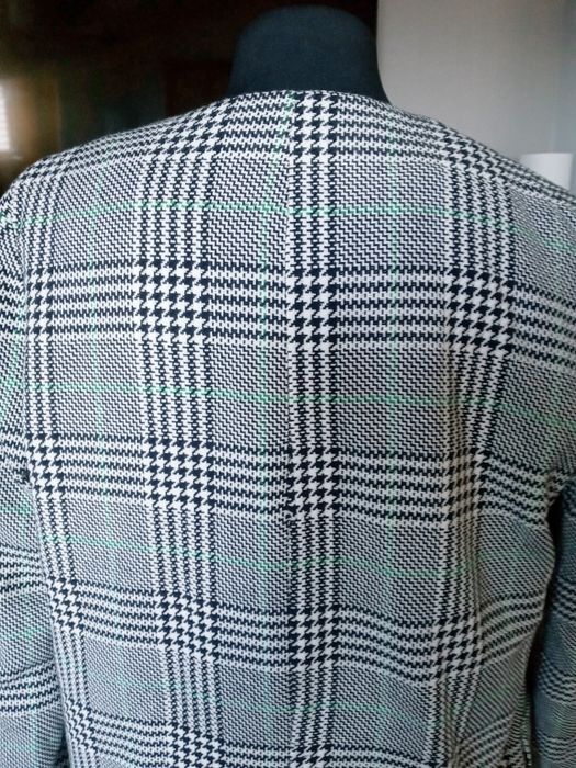 Plaszcz krata Zara damski guziki szary S