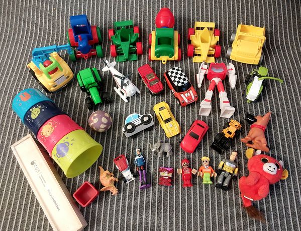 Zestaw zabawki dla chłopca samochodziki wader helicopter Harold Mattel