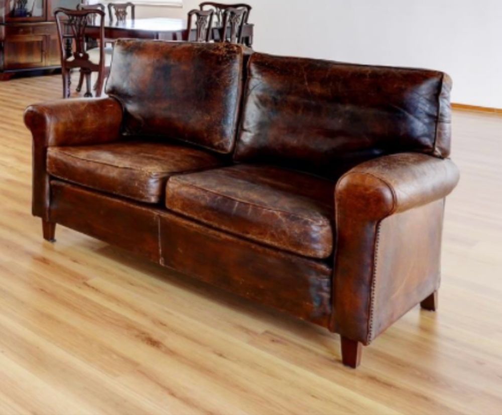 Sofas de couro castanho natural