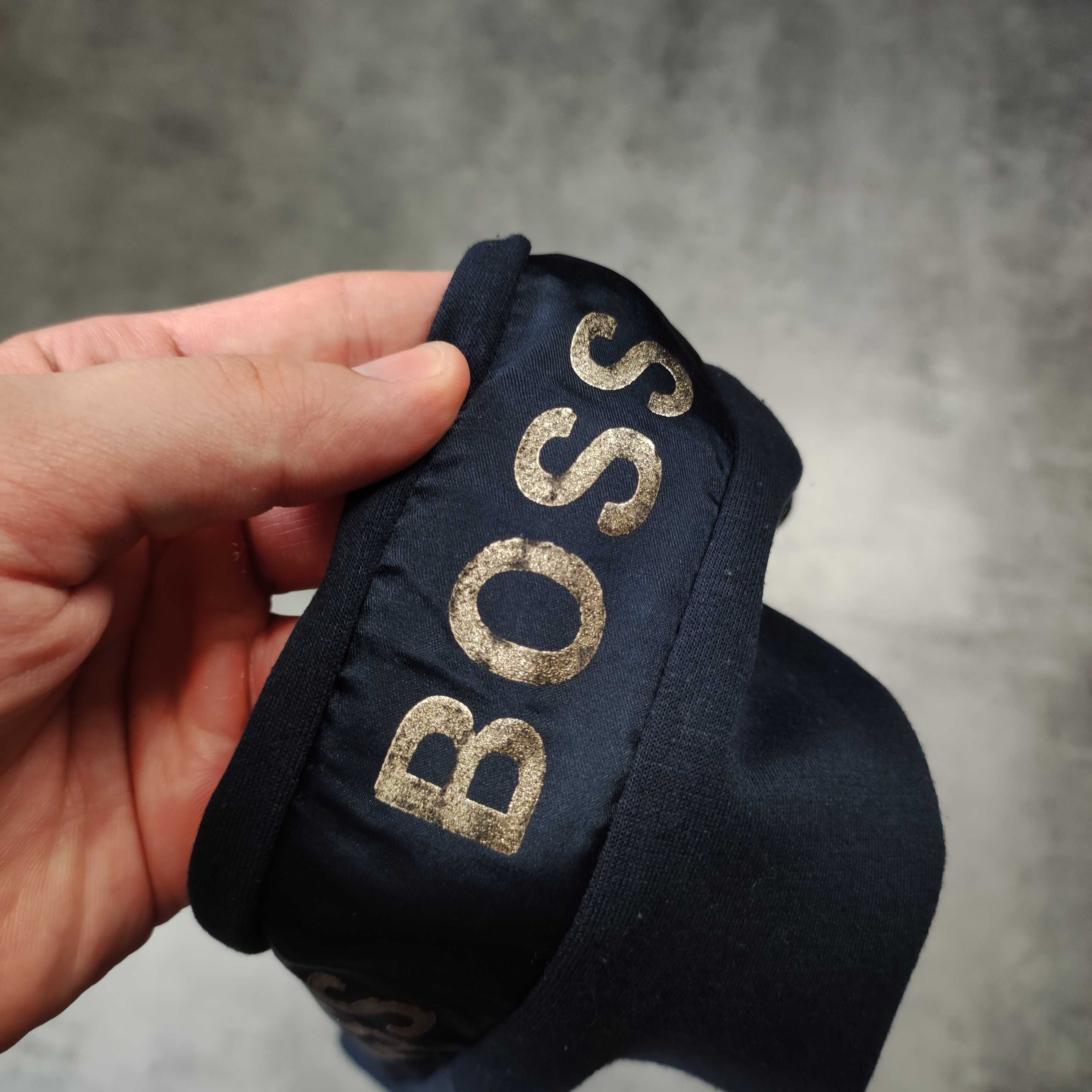 DAMSKA PREMIUM Bluza Sukienka Dłuższa Lampas Logo Granatowa Hugo Boss