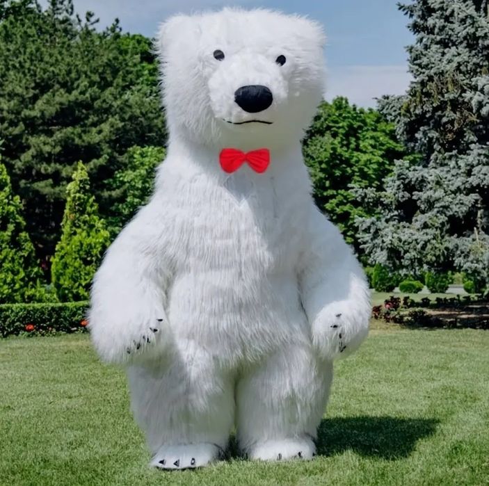 Kostium Duży Biały Miś Dmuchany na imprezę 2.5m Z BATERIĄ