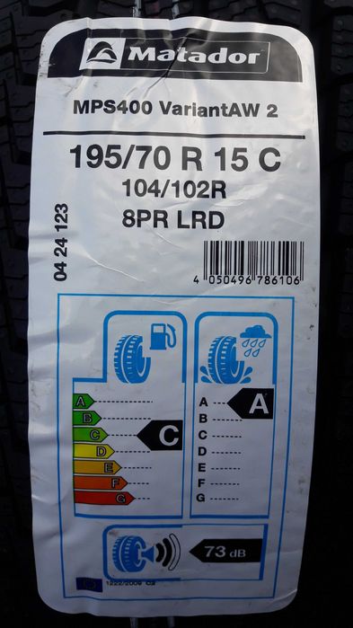 2szt. opony całoroczne 195/70R15C Matador MPS400 W-wa