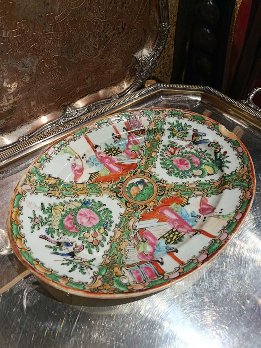 Travessa Porcelana da China Mandarim Séc XIX 28,5 cm