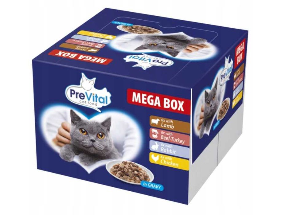 Mokra Karma dla Kota Mega Box Mix Smaków 24X100G Saszetki dla Kota