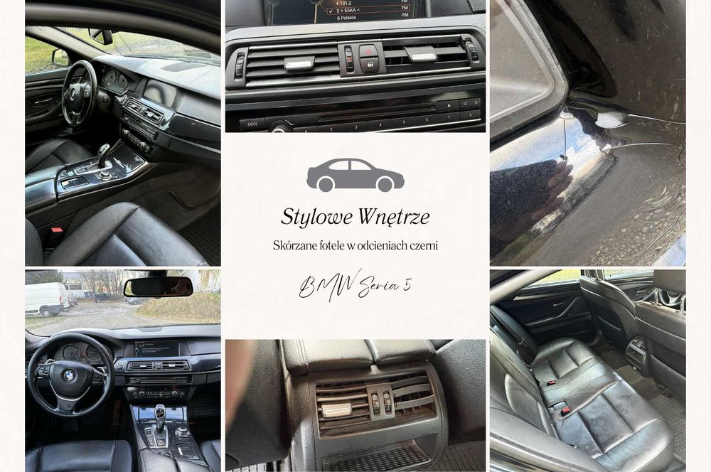 BMW Seria 5 F10 2.0 Diesel 218 KM xDrive 4x4 2012 ROK Czarna Skóra R18