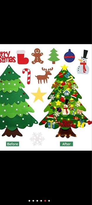 Ялинка із фетру +гирлянда 5 метрів на батарейках.