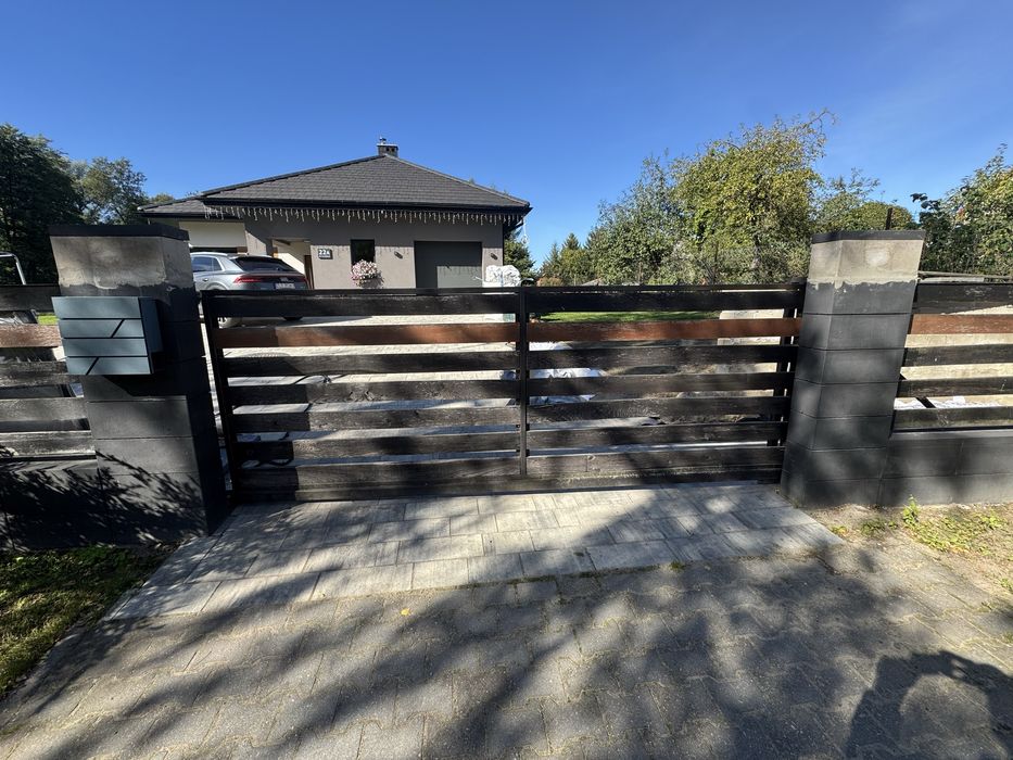 Brama przesuwna 3,5 m, 3 przesła i 2 furtki porzadna konstrukcja